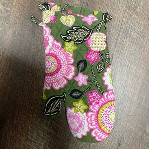 Vera Bradley Olivia Green Floral Oven Mitt with Pink Accents
